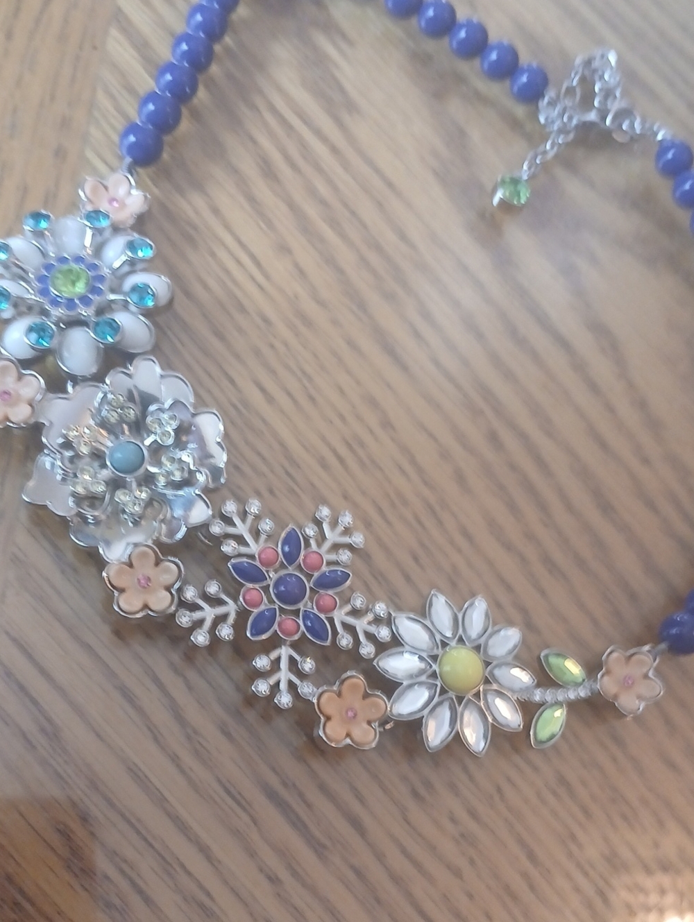 Lia Sophia Multi-Color Floral Statement Necklace with Floral  Design Stones